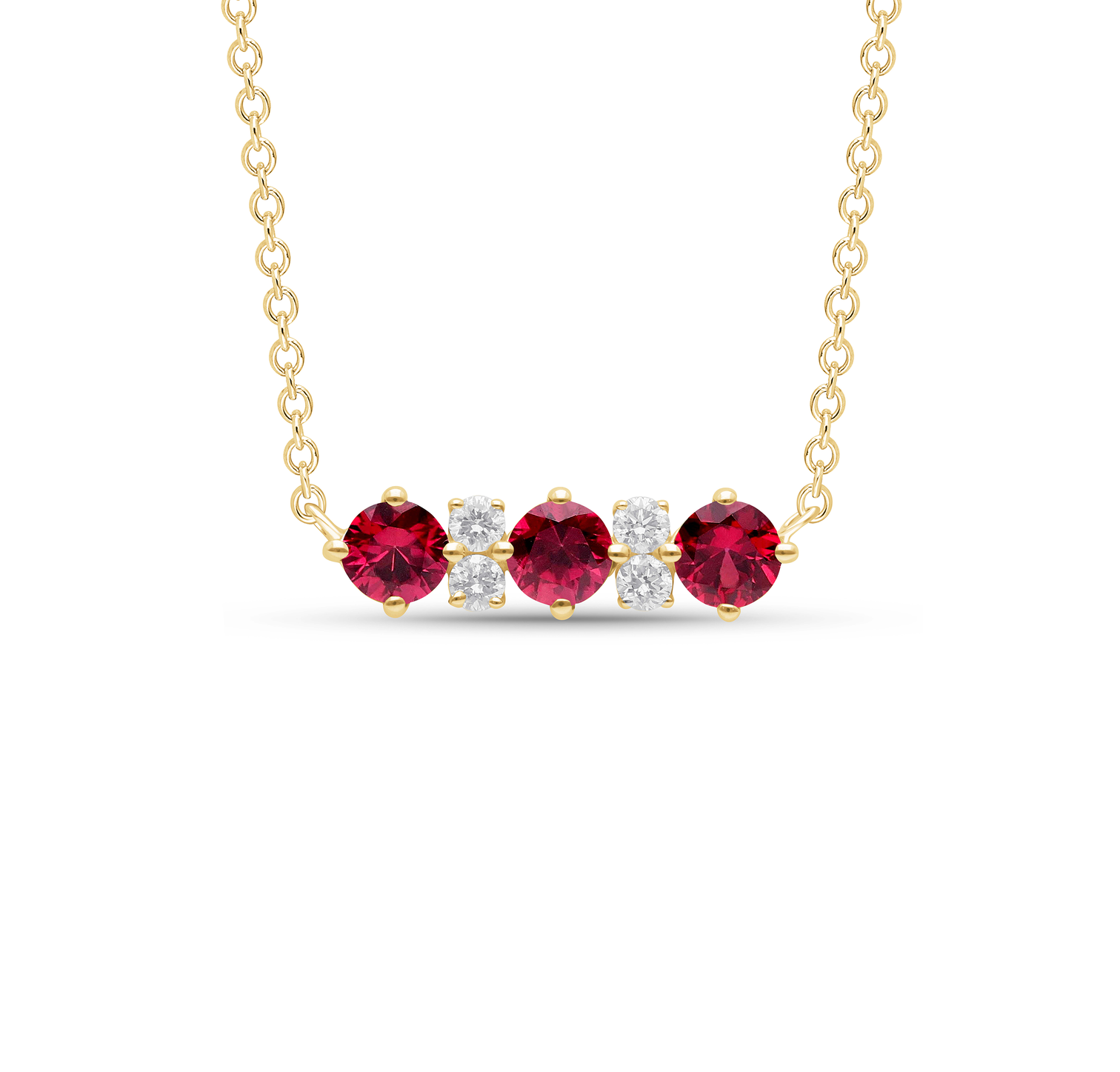 Sabel Collection Alternating Ruby and Diamond Bar Necklace